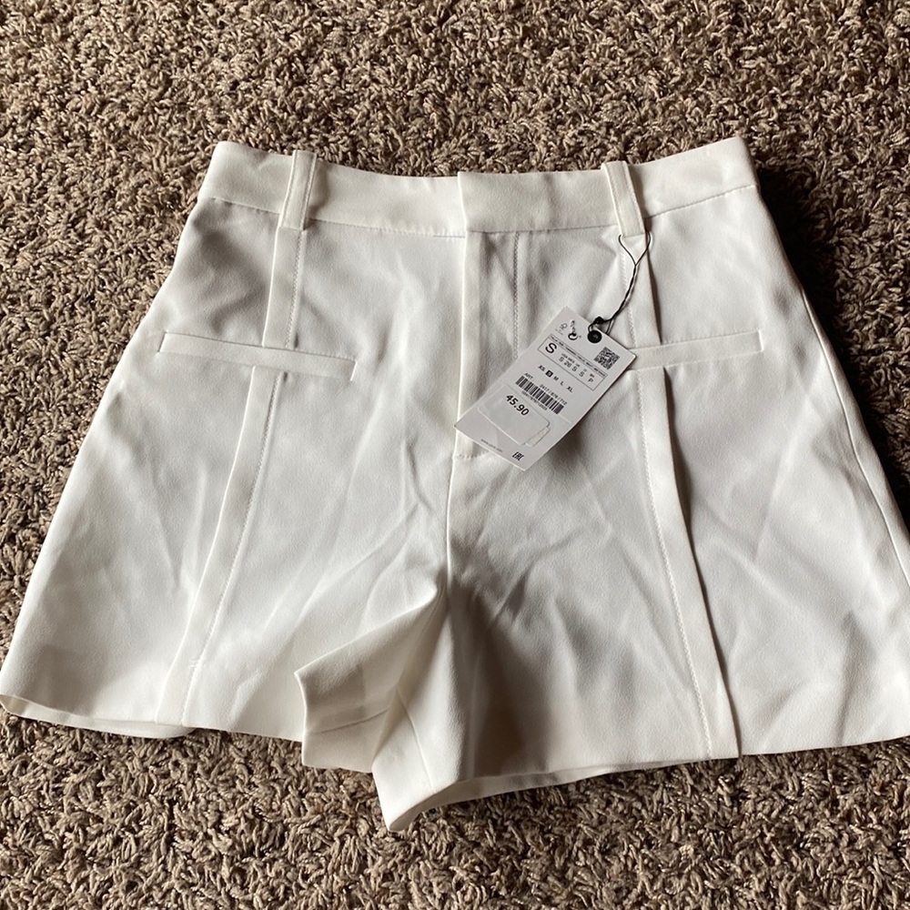 Zara high waist casual white shorts
